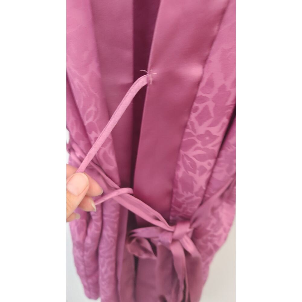Violets & Roses Robe Satin One Size Inner & Outer Tie Pockets Midi Length - Picture 4 of 6